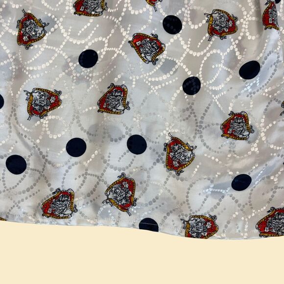 Abstract 80s blouse, vintage Notations Petite size 10 white/blue long sleeve top - Picture 4 of 5